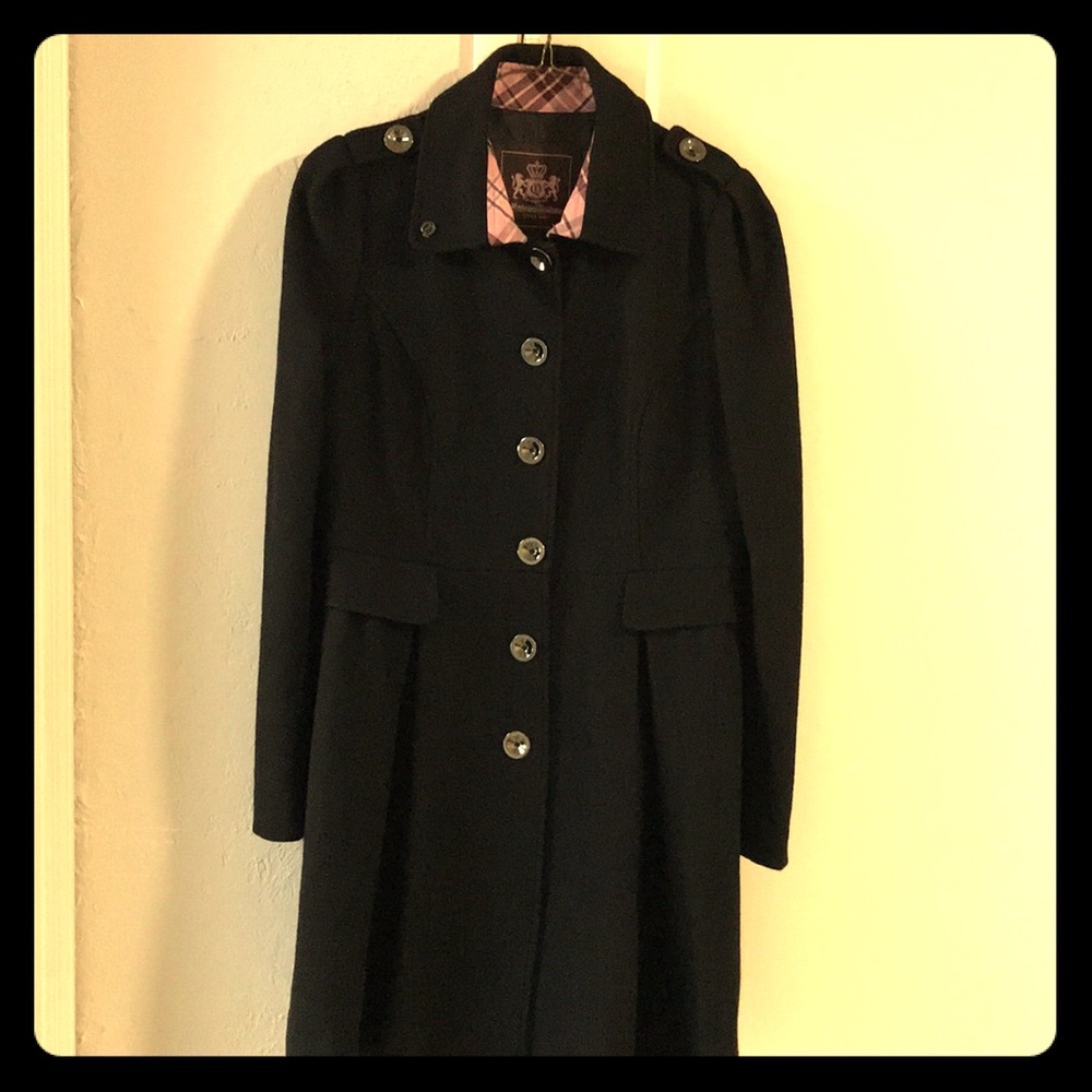Black COTTON Coat with Cute Pink Collar💕